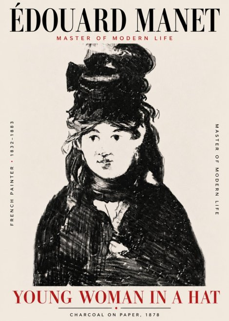 Édouard Manet Young Woman in a Hat III No6 - Plakát