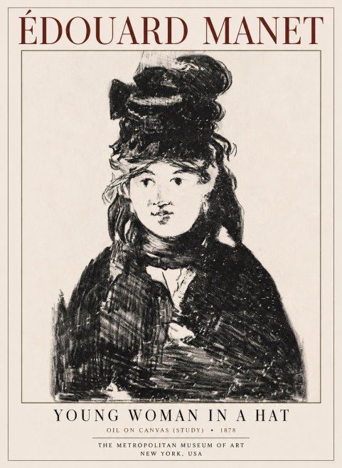 Édouard Manet Young Woman in a Hat IV No1 - Plakát
