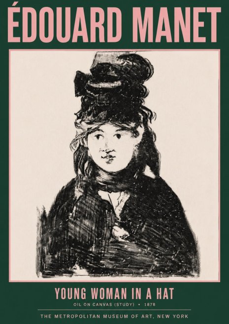 Édouard Manet Young Woman in a Hat IV No3 - Plakát