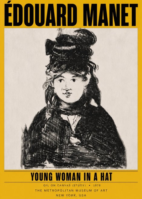 Édouard Manet Young Woman in a Hat IV No4 - Plakát