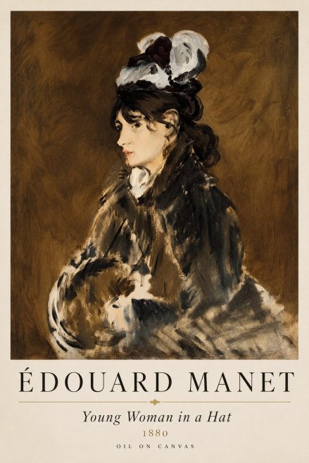 Édouard Manet Young Woman in a Hat V No1 - Plakát