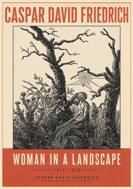 Caspar David Friedrich Woman in a Landscape No3 - Plakát