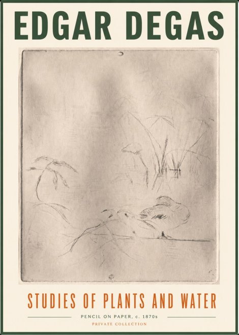 Edgar Degas Studies of Plants and Water No5 - Plakát