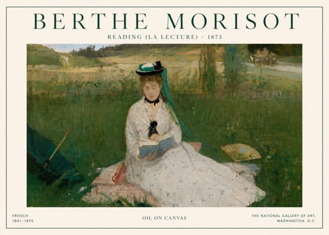 Berthe Morisot Reading (La Lecture) No3 - Plakát