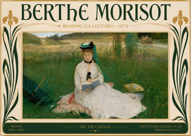 Berthe Morisot Reading (La Lecture) No5 - Plakát