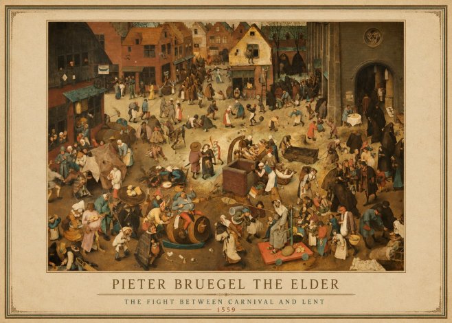 Pieter Bruegel The Fight Between Carnival and Lent III No1 - Plakát