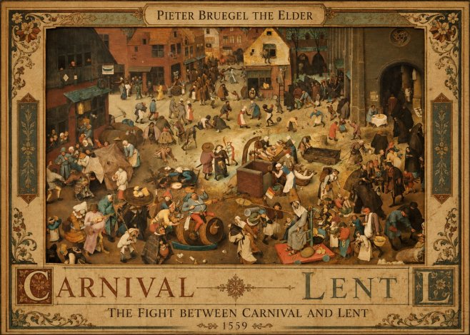 Pieter Bruegel The Fight Between Carnival and Lent III No3 - Plakát