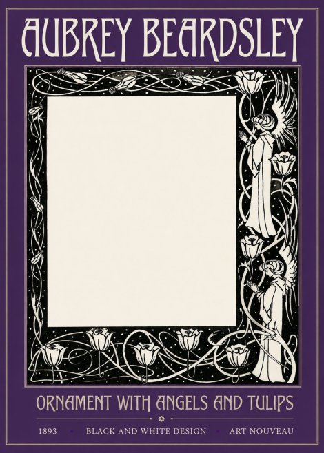 Aubrey Beardsley Ornament with Angels and Tulips No2 - Plakát