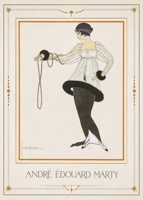 André Édouard Marty Elegant Woman with Pearl Necklace No1 - Plakát