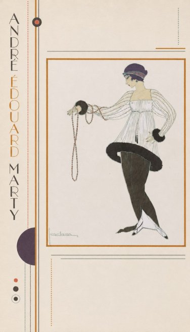 André Édouard Marty Elegant Woman with Pearl Necklace No2 - Plakát