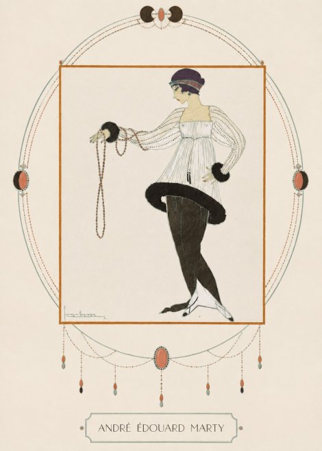 André Édouard Marty Elegant Woman with Pearl Necklace No3 - Plakát