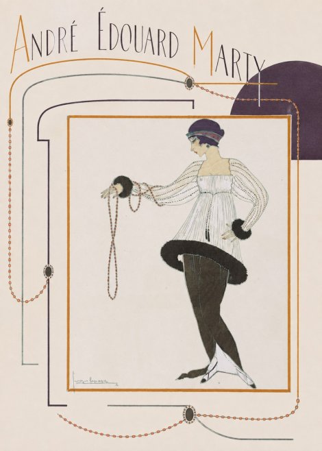 André Édouard Marty Elegant Woman with Pearl Necklace No6 - Plakát