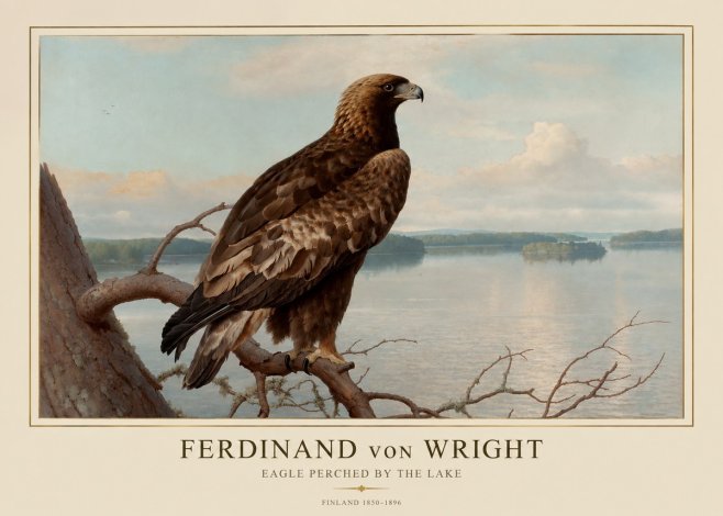 Ferdinand von Wright Eagle Perched by the Lake No1 - Plakát