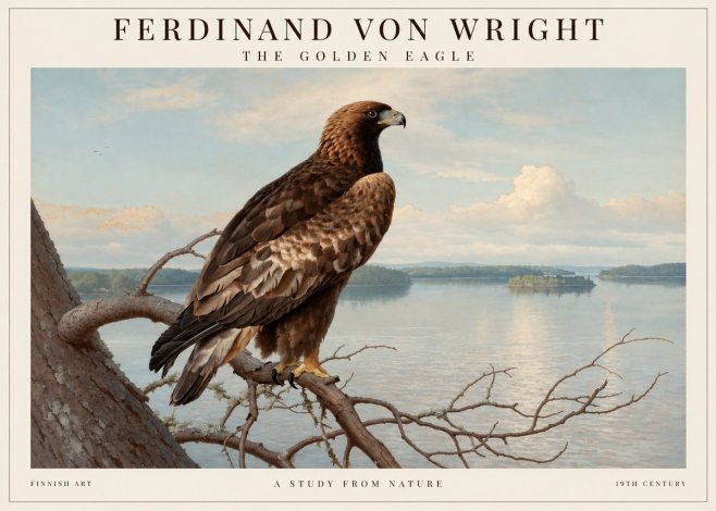 Ferdinand von Wright Eagle Perched by the Lake No2 - Plakát