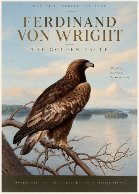 Ferdinand von Wright Eagle Perched by the Lake No4 - Plakát