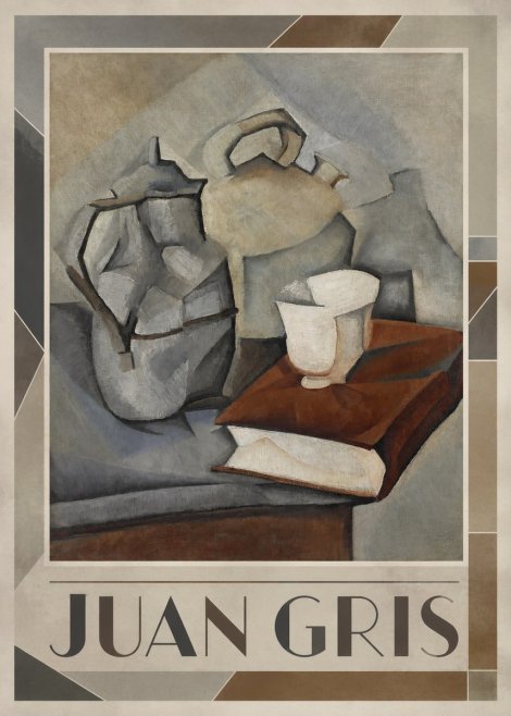 Juan Gris Still Life with Book and Vessels No1 - Plakát