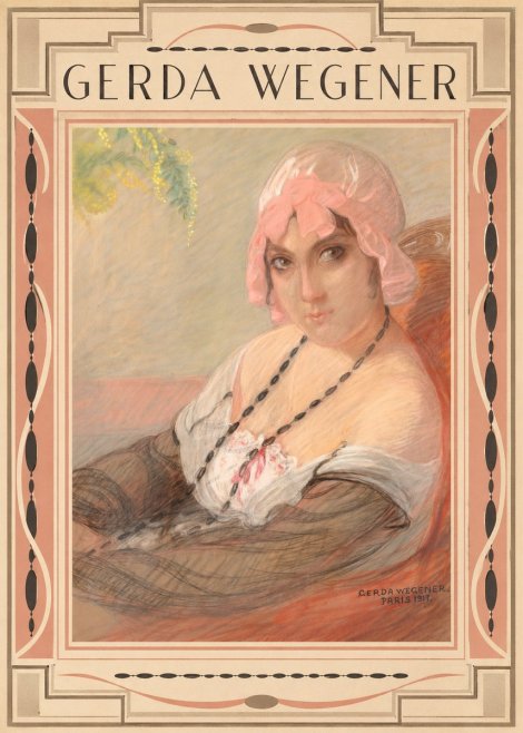 Gerda Wegener Woman in a Pink Bonnet No3 - Plakát