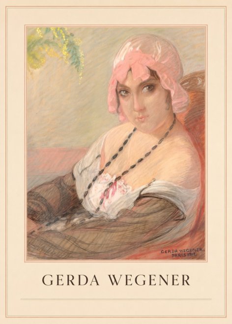 Gerda Wegener Woman in a Pink Bonnet No4 - Plakát
