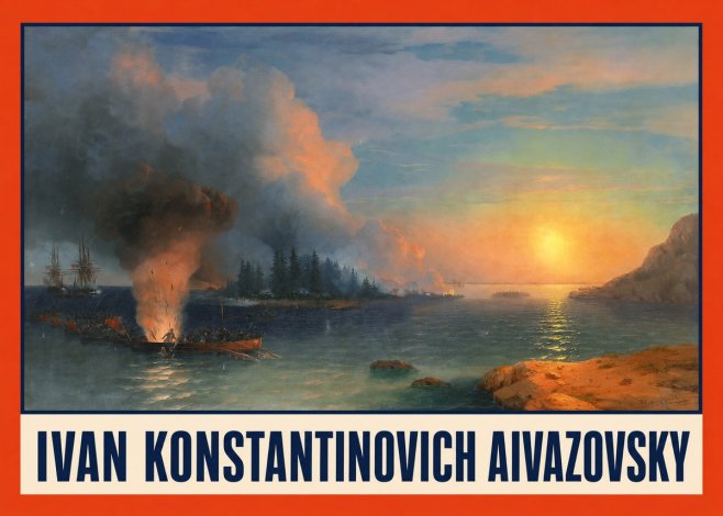 Ivan Konstantinovich Aivazovsky Battle of Chesma No2 - Plakát