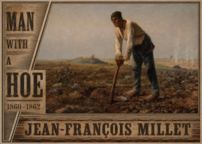 Jean-François Millet Man with a Hoe No5 - Plakát