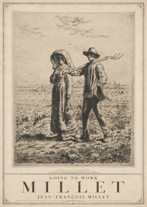 Jean-François Millet Going to Work No3 - Plakát
