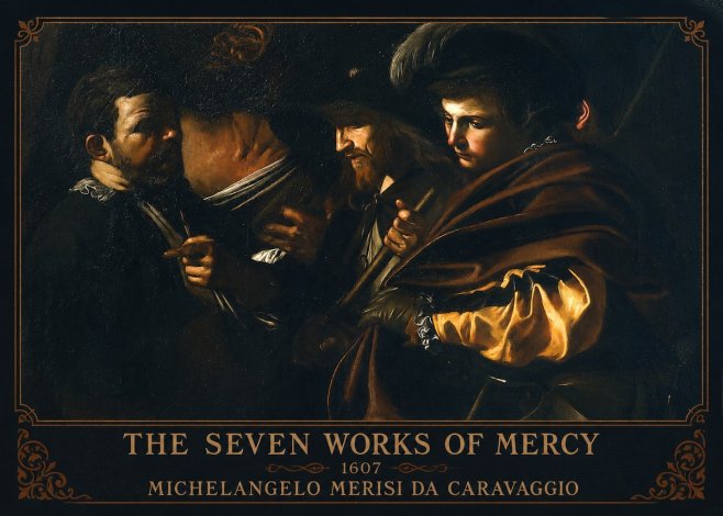 Michelangelo Merisi da Caravaggio The Seven Works of Mercy VI No1 - Plakát