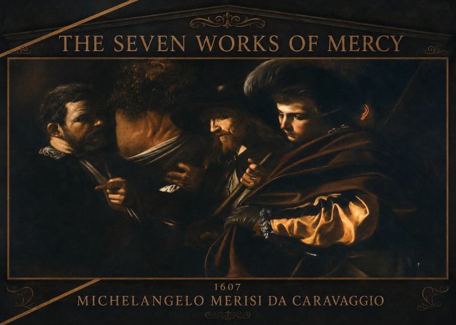 Michelangelo Merisi da Caravaggio The Seven Works of Mercy VI No3 - Plakát