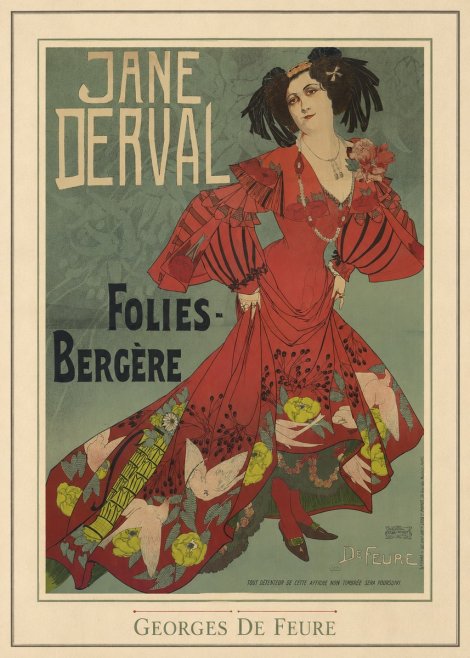 Georges de Feure Jane Derval - Folies-bergère II No3 - Plakát