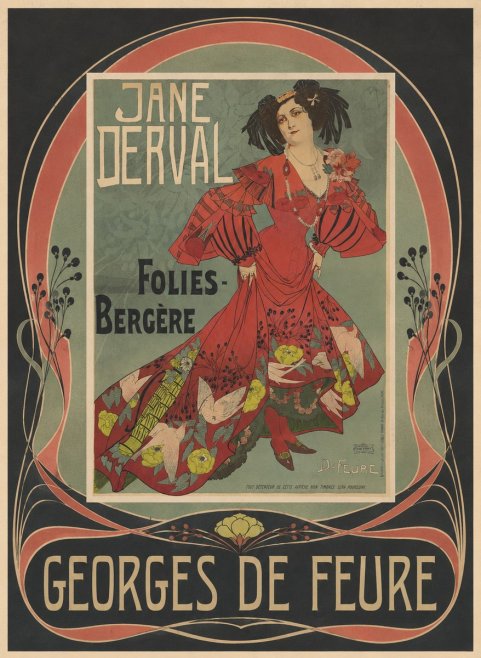 Georges de Feure Jane Derval - Folies-bergère II No4 - Plakát