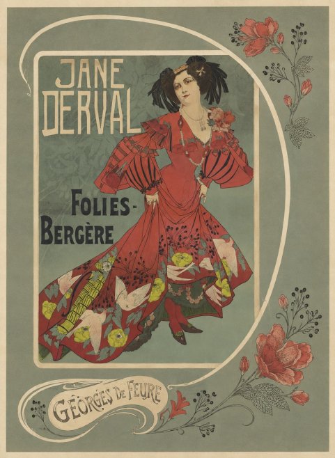 Georges de Feure Jane Derval - Folies-bergère II No5 - Plakát