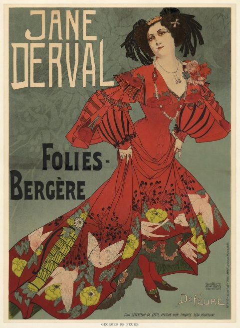 Georges de Feure Jane Derval - Folies-bergère II No6 - Plakát