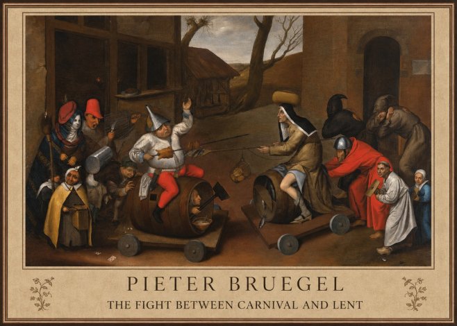 Pieter Bruegel The Fight Between Carnival and Lent IV No1 - Plakát
