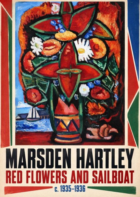Marsden Hartley Red Flowers and Sailboat No1 - Plakát