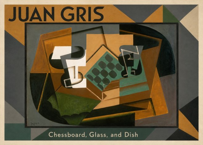 Juan Gris Chessboard, Glass, and Dish No1 - Plakát