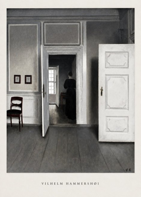 Vilhelm Hammershøi Interior with a Woman Seen from Behind No6 - Plakát
