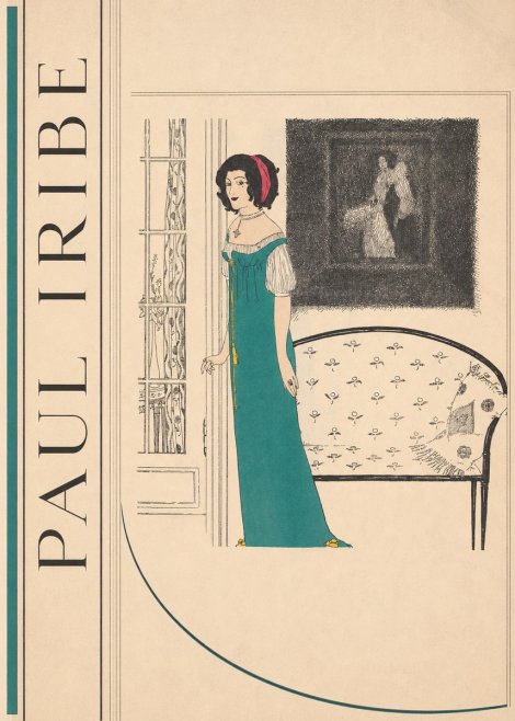 Paul Iribe Woman in Teal Gown No2 - Plakát