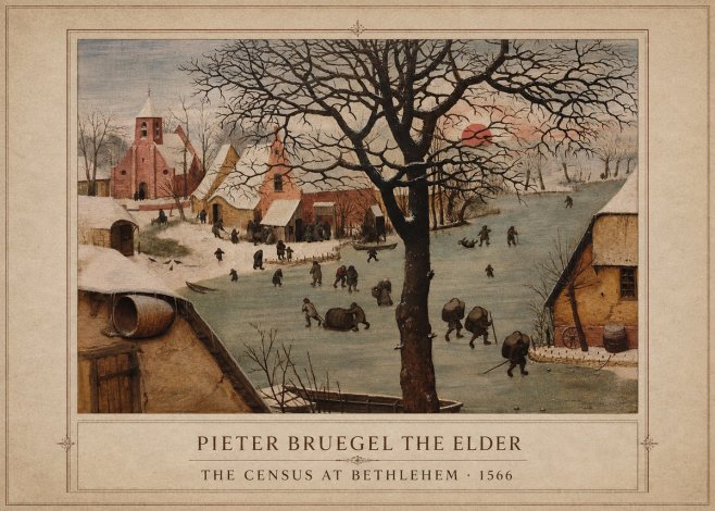 Pieter Bruegel The Census at Bethlehem V No1 - Plakát