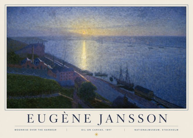 Eugène Jansson Moonrise over the Harbour No4 - Plakát