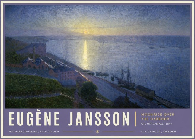 Eugène Jansson Moonrise over the Harbour No5 - Plakát