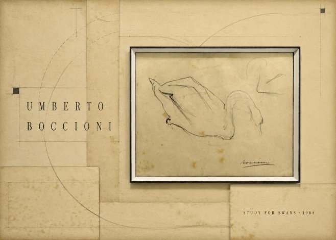 Umberto Boccioni Study for Swans No6 - Plakát