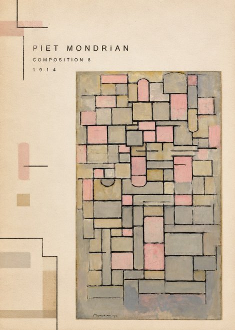 Piet Mondrian Composition 8 No2 - Plakát