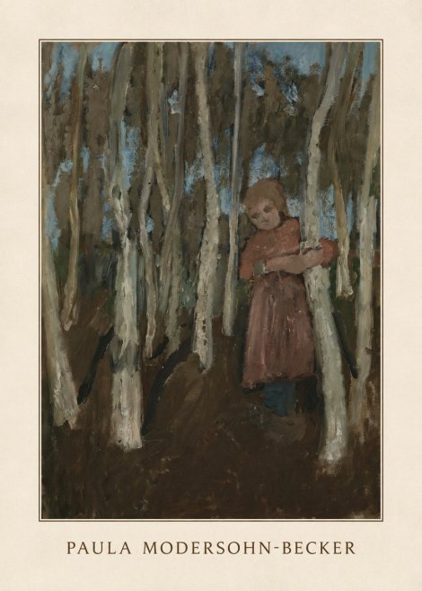 Paula Modersohn-Becker Girl in a Birch Forest No3 - Plakát