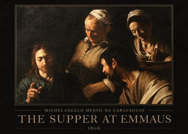 Michelangelo Merisi da Caravaggio The Supper at Emmaus I No1 - Plakát