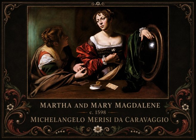 Michelangelo Merisi da Caravaggio Martha and Mary Magdalene No6 - Plakát