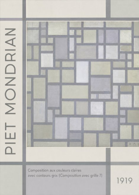 Piet Mondrian Composition Aux Couleurs Claires Avec Contours Gris (Composition Avec Grille 7) No2 - Plakát