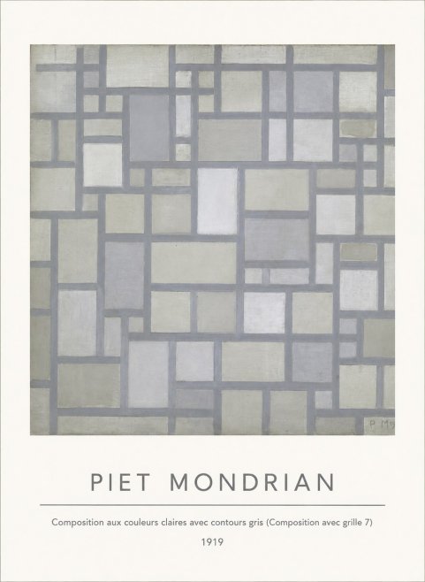 Piet Mondrian Composition Aux Couleurs Claires Avec Contours Gris (Composition Avec Grille 7) No4 - Plakát