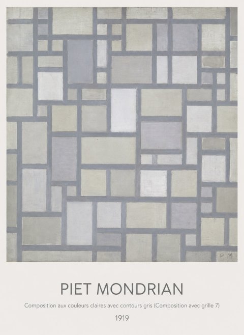 Piet Mondrian Composition Aux Couleurs Claires Avec Contours Gris (Composition Avec Grille 7) No6 - Plakát