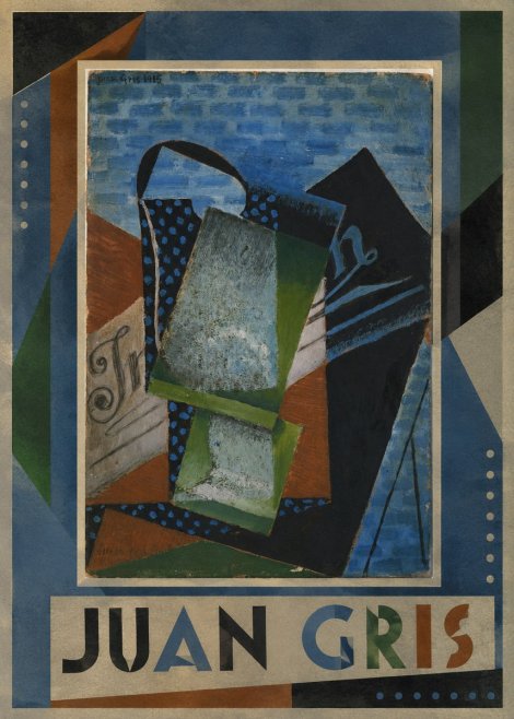 Juan Gris Still Life with Fruit Bowl and Bottle No1 - Plakát