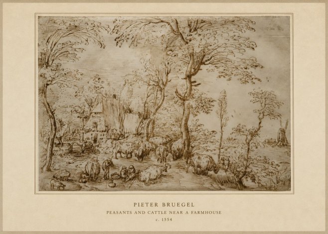 Pieter Bruegel Peasants and Cattle Near a Farmhouse No4 - Plakát