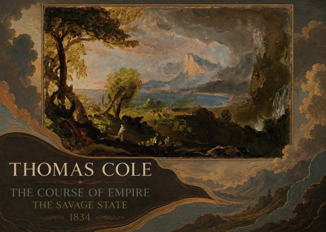 Thomas Cole The Course of Empire: the Savage State II No2 - Plakát